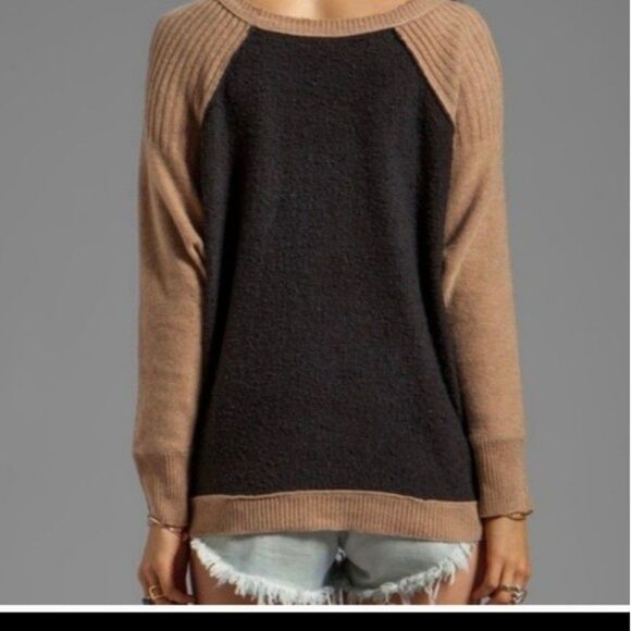 Free People Tan / Black Tabard Color Block Sweater - Picture 2 of 6